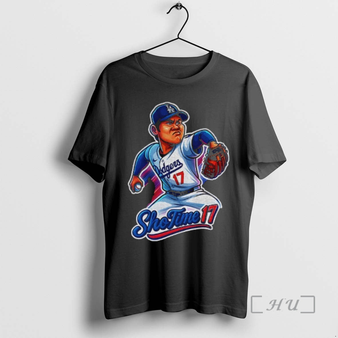 Trending Shohei Ohtani La Dodgers Cartoon Caricature Los Angeles Dodgers Mlb Baseball Premium T Shirts