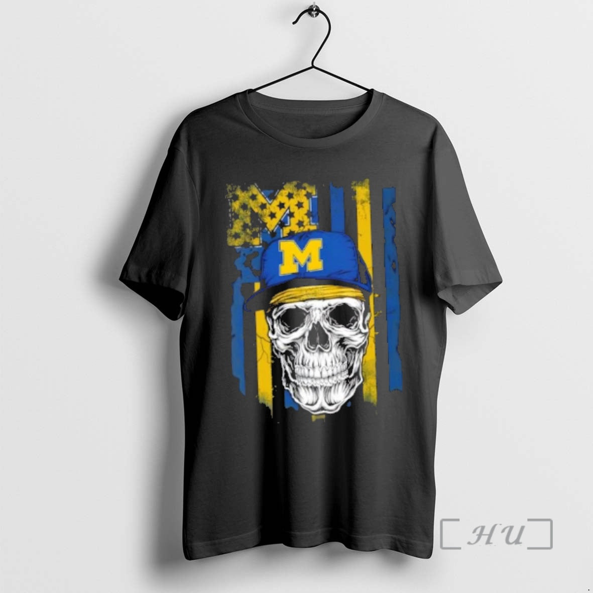 Trending Skull Wearing A Cap Michigan Wolverines Us Flag