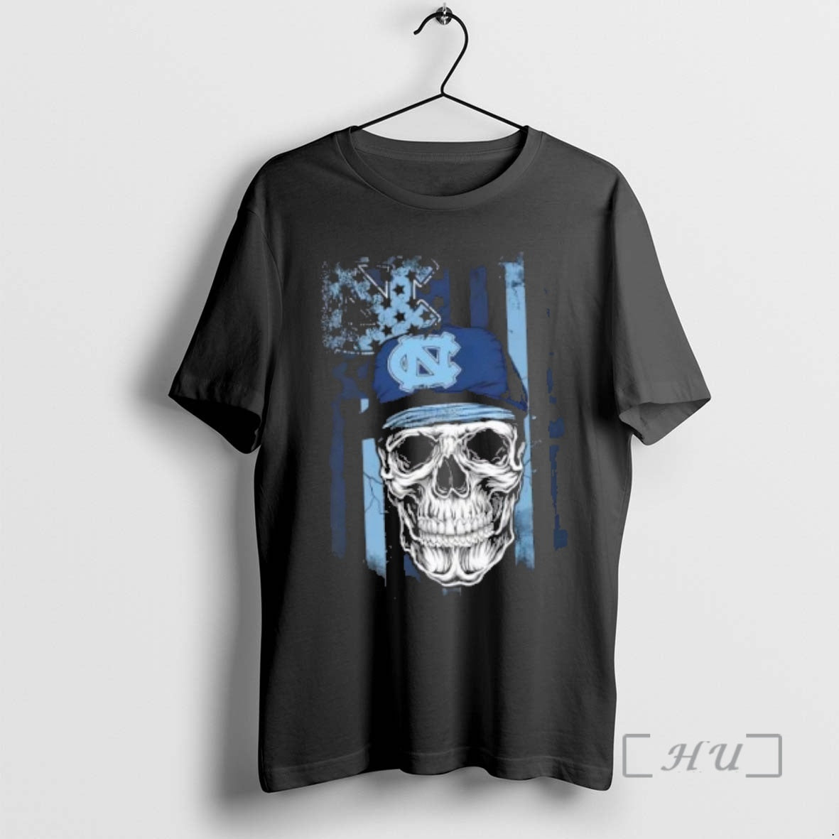 Trending Skull Wearing A Cap North Carolina Tar Heels Us Flag Premium T Shirts Sweater