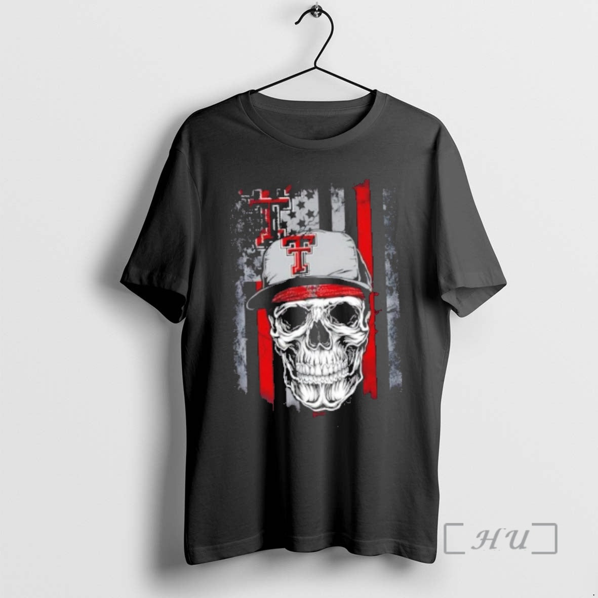Trending Skull Wearing A Cap Texas Tech Red Raiders Us Flag Premium T Shirts Sweater