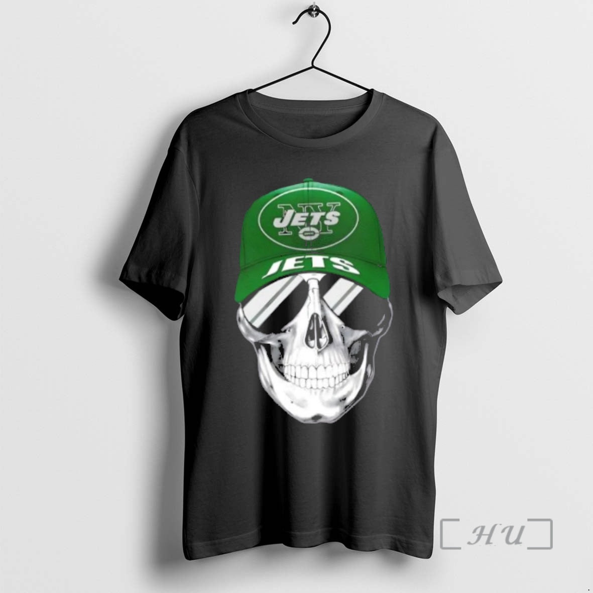 Trending Skull Wearing A Cap And Smile New York Jets Fans Premium T Shirts Sweater