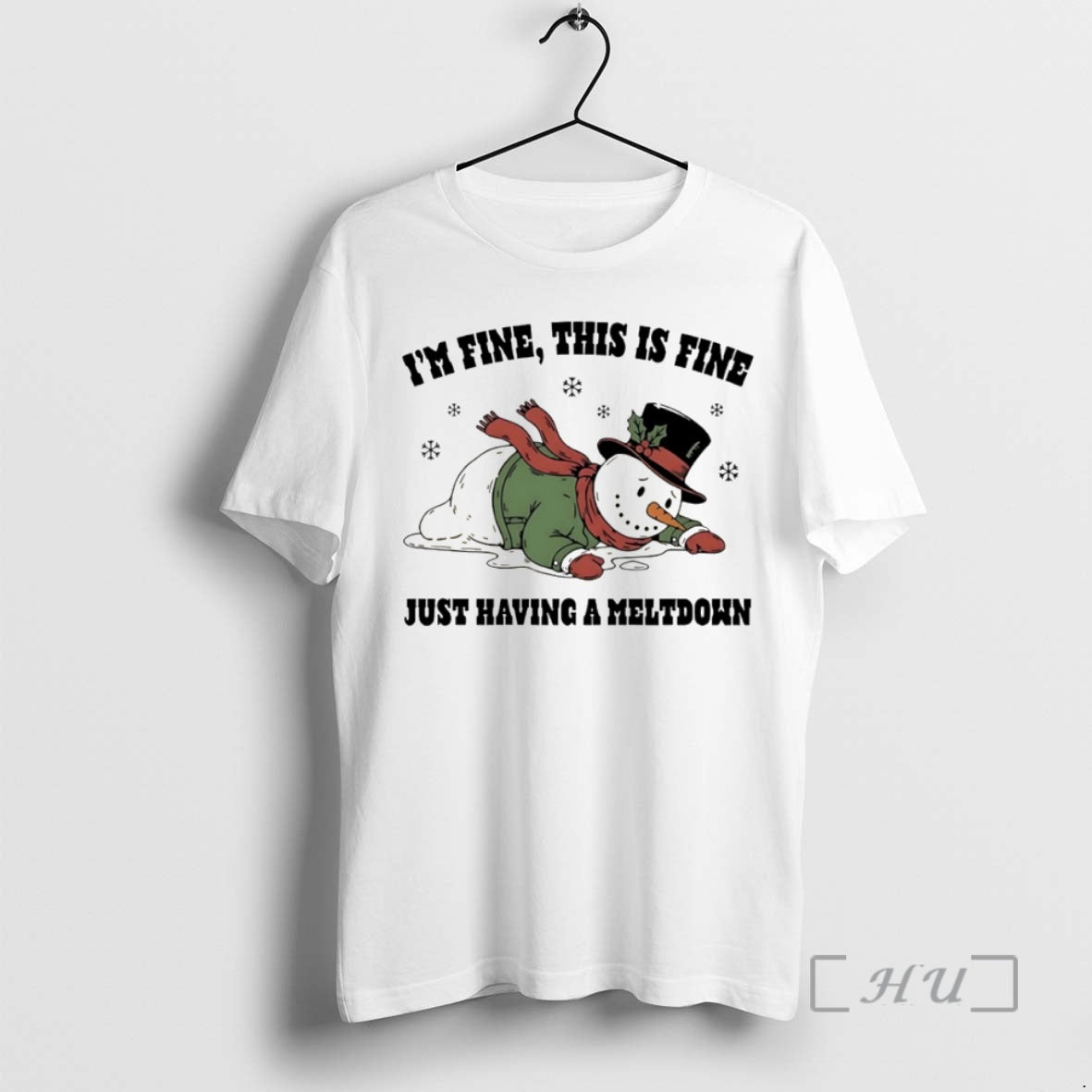 Trending Snowman Im Fine This Is Fine Just Having A Meltdown Circle Premium T Shirts