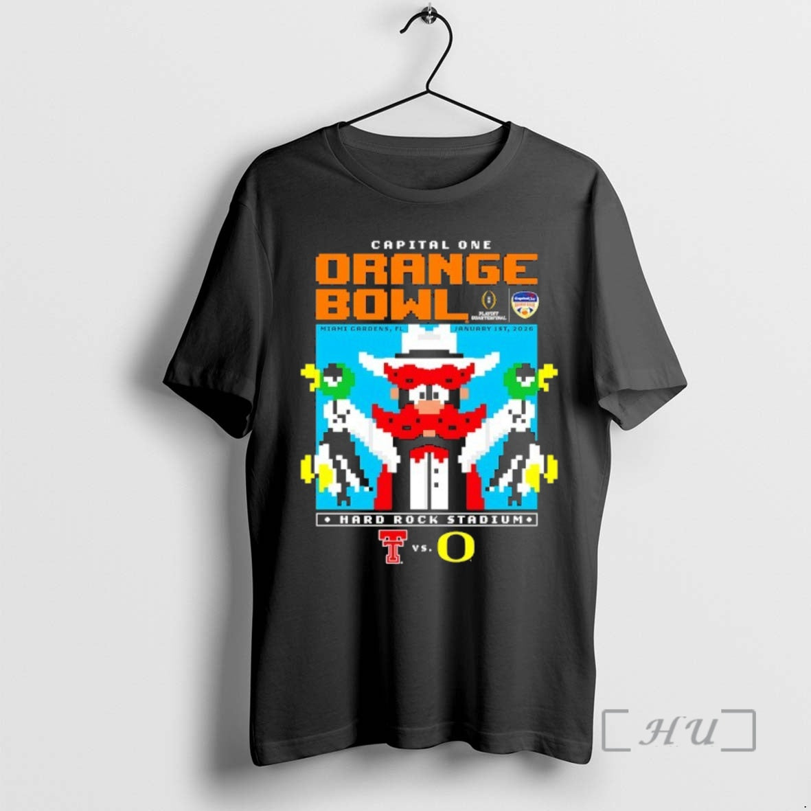 Trending Texas Tech Red Raiders Capital One Orange Bowl 2026 Mascot Pixel Premium T Shirts