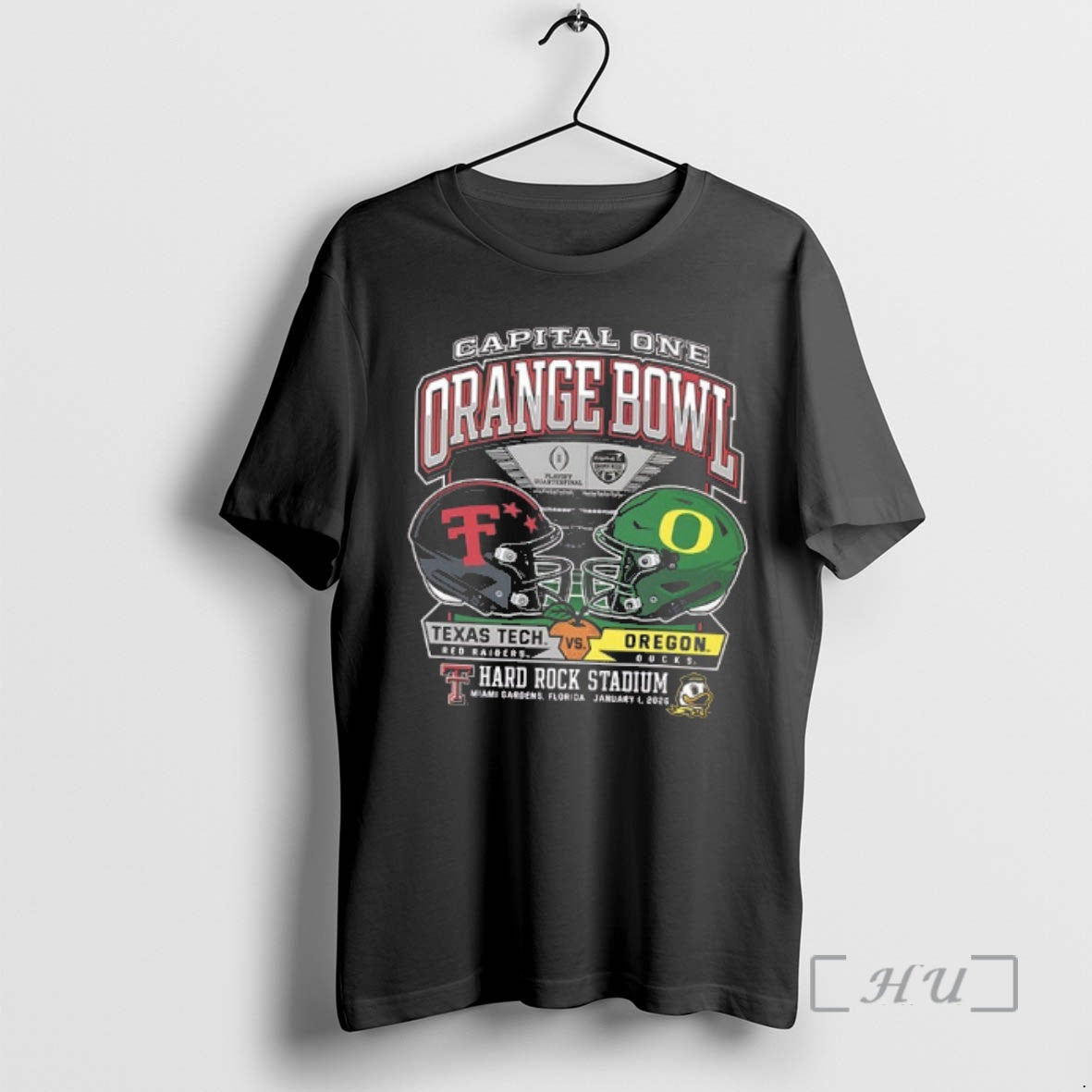 Trending Texas Tech Vs Oregon 2025 Capital One Orange Bowl Helmet 2 Sided Premium