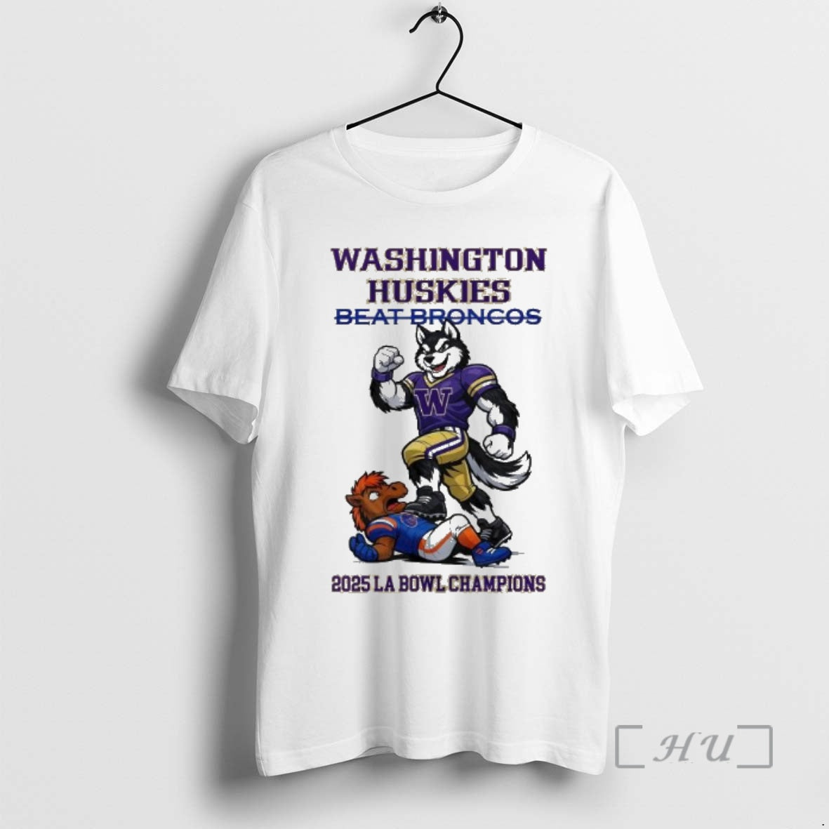 Trending Washington Huskies Beat Broncos Ncaa 2025 La Bowl Champions Mascot Premium T Shirts Sweater