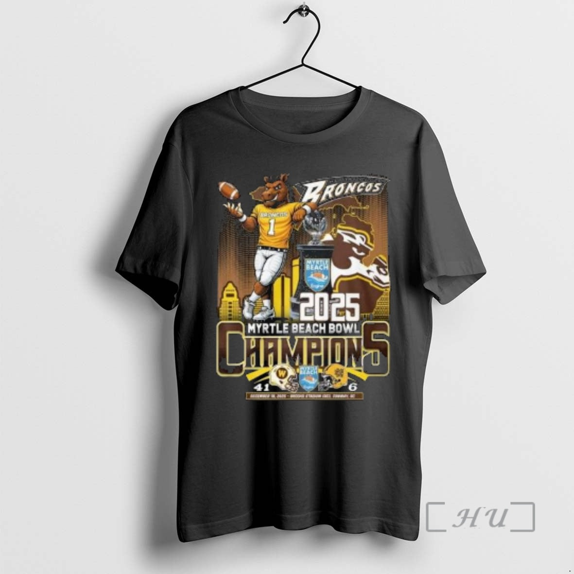 Trending Western Michigan Broncos 2025 Myrtle Beach Bowl Champions Mascot Circle Black Premium T Shirts