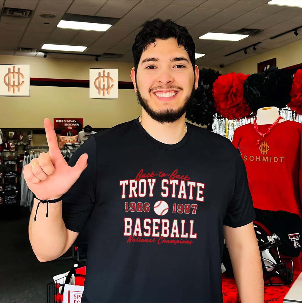 Troy State Baseball 1986 & 1987 National Champs vintage shirt