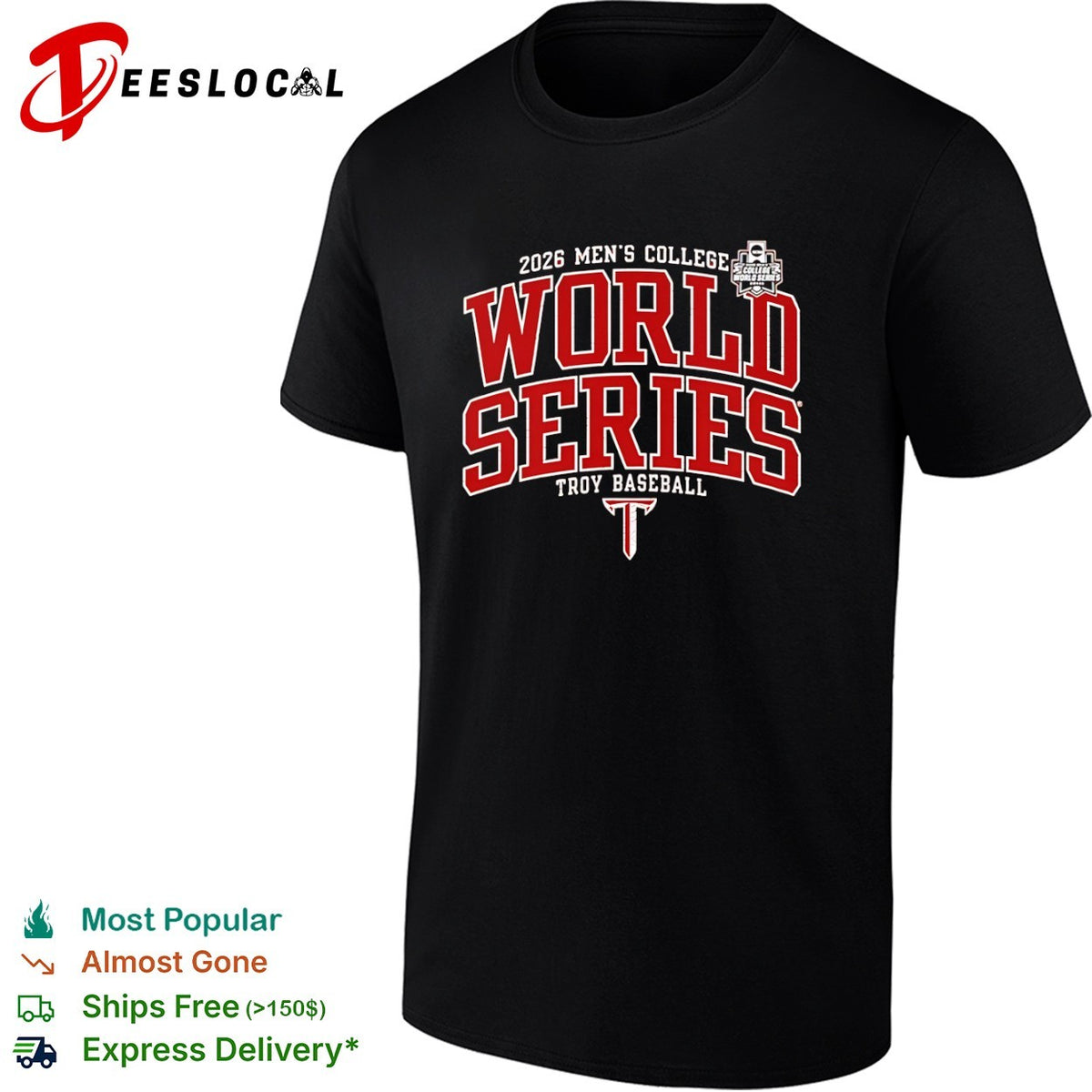 Troy Trojans Mens College World Series 2026 logo shirt