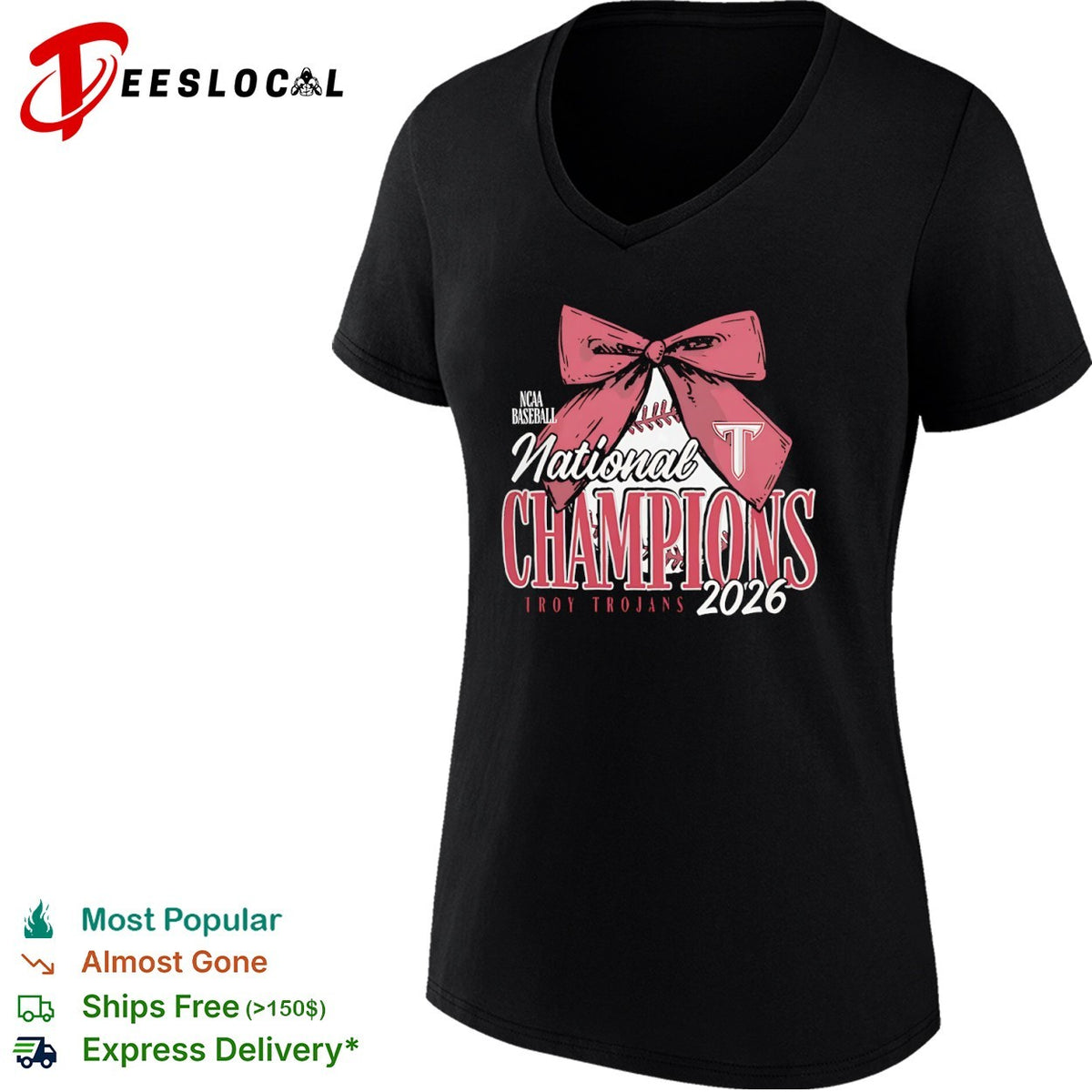Troy Trojans NCAA Baseball National Champions 2026 Bow Logo shirt