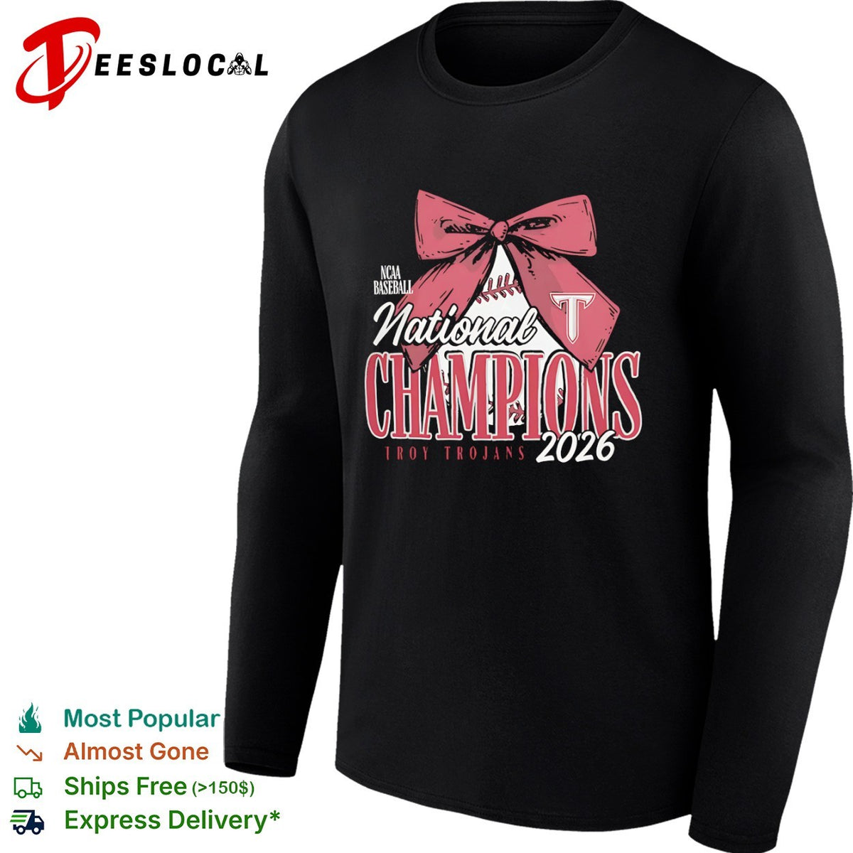 Troy Trojans NCAA Baseball National Champions 2026 Bow Logo shirt