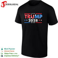 Trump 2028 bold patriotic flag stars stripes political fan art shirt