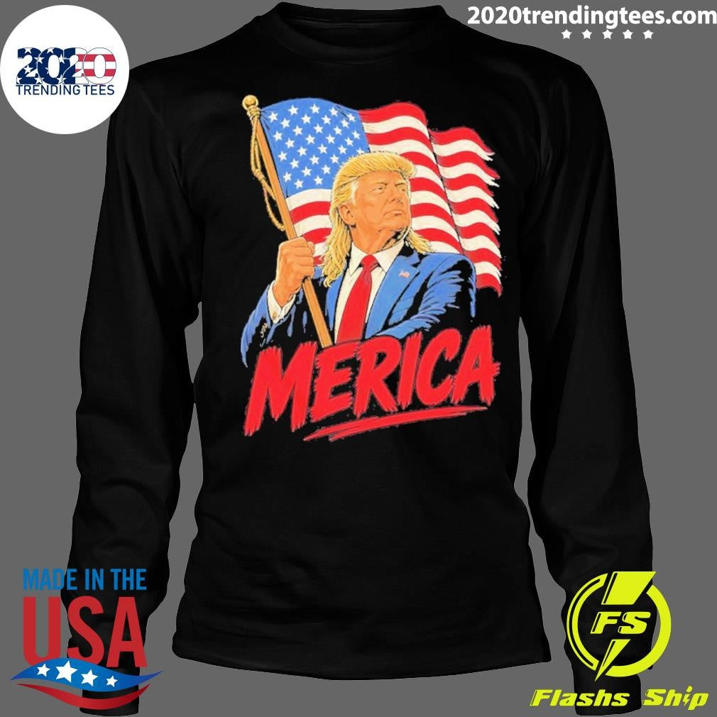 Trump Mullet Patriotic American Flag Shirt