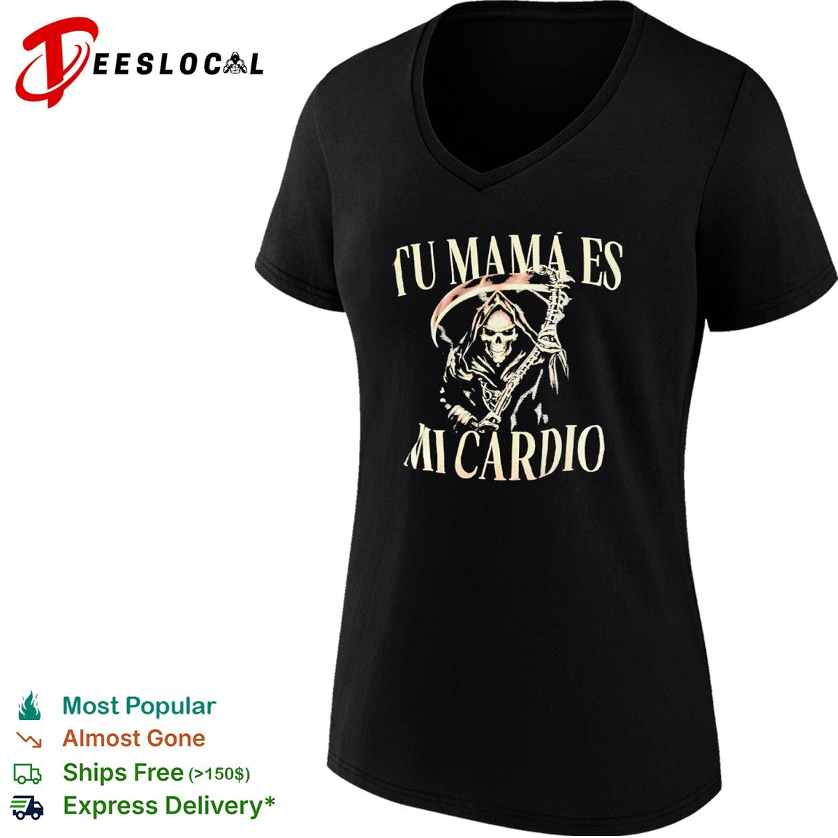 Tu mama es mi cardio Grim Reaper skeleton shirt
