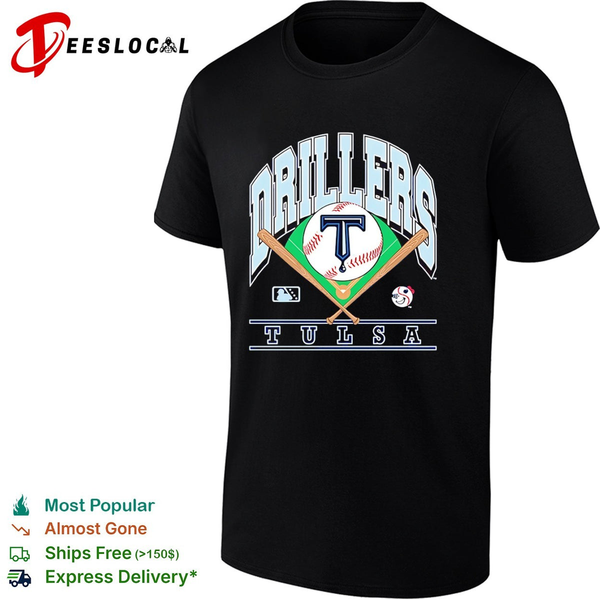 Tulsa Drillers Baseball Logo and Oil Rig shirt