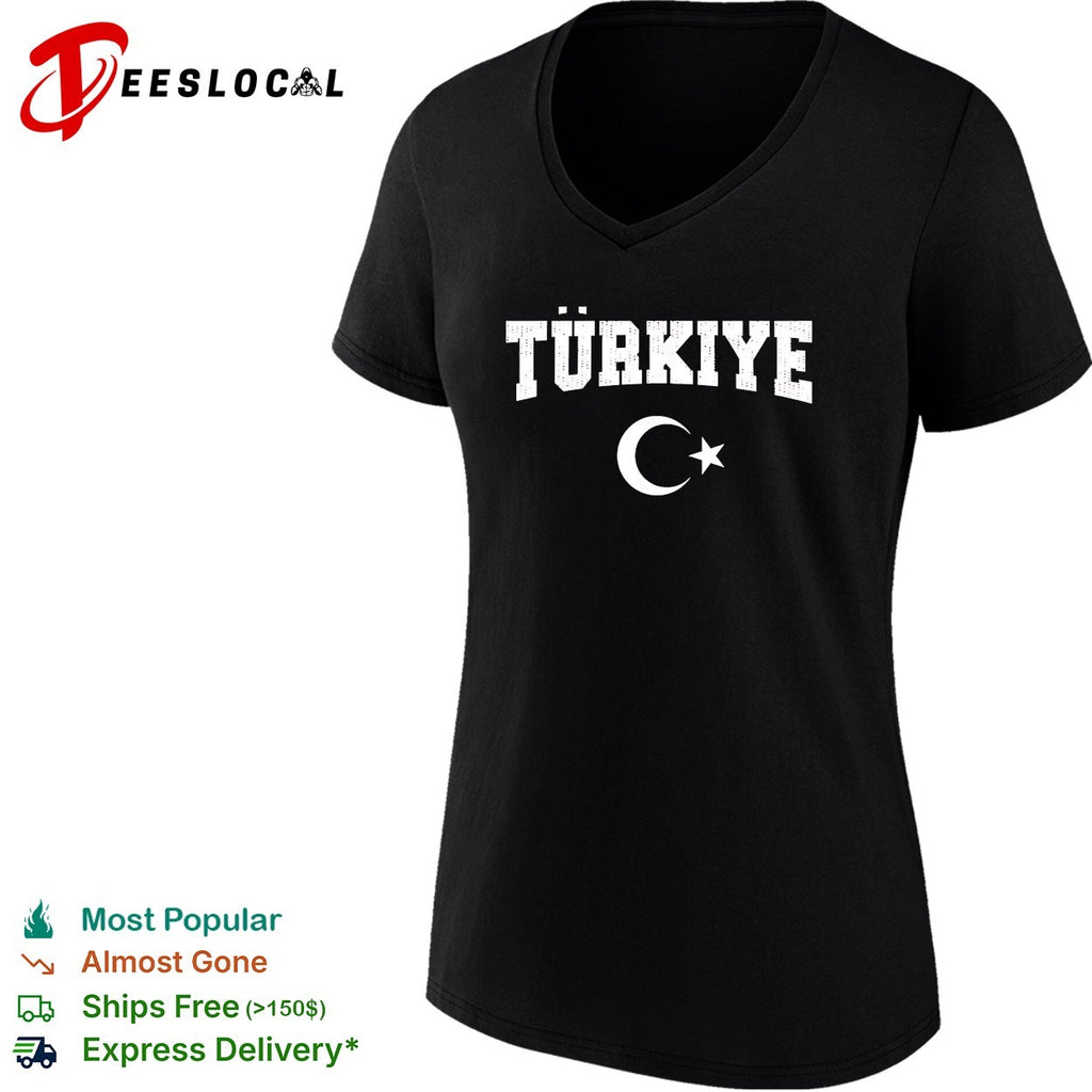 Türkiye crescent moon star bold distressed arch text fan shirt