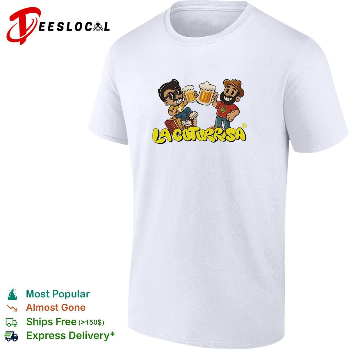 Two cartoon friends toasting beer Mexican comedy duo shirt