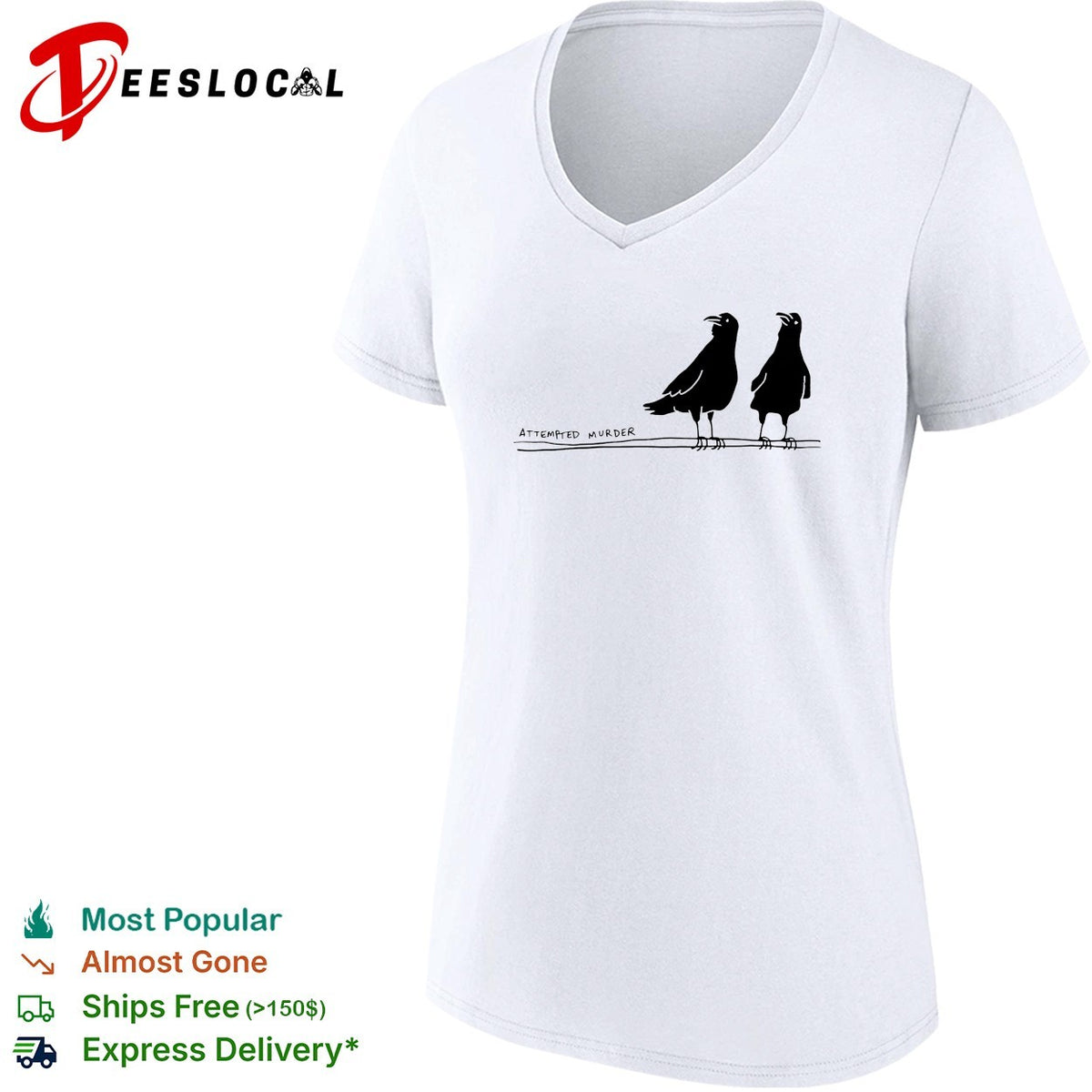 Two crows attempted murder bird pun nature humor shirt
