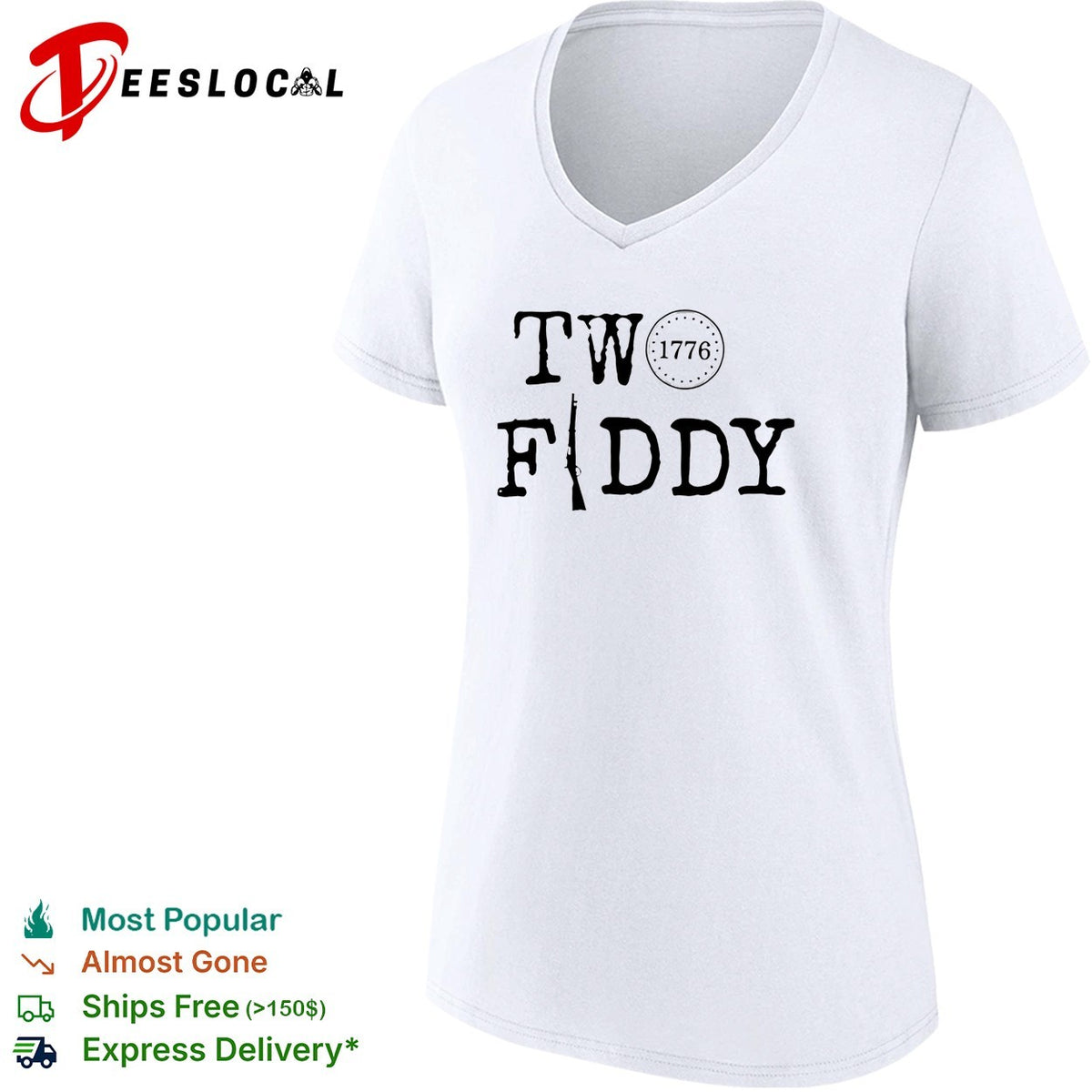 Two fiddy 1776 rifle typography patriotic shirt