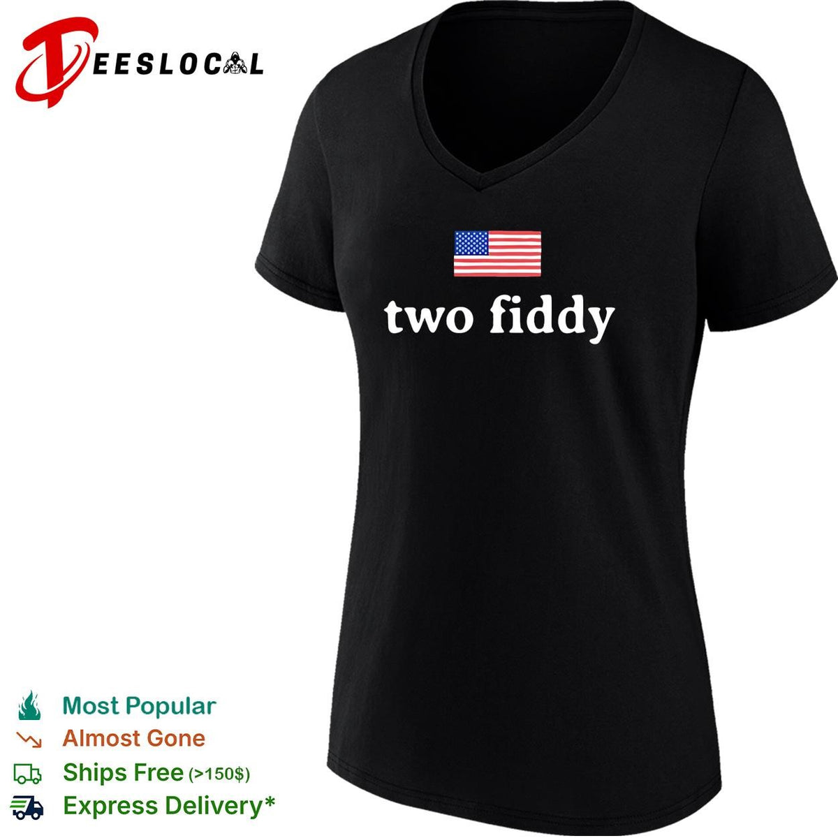 Two fiddy American flag funny patriotic shirt