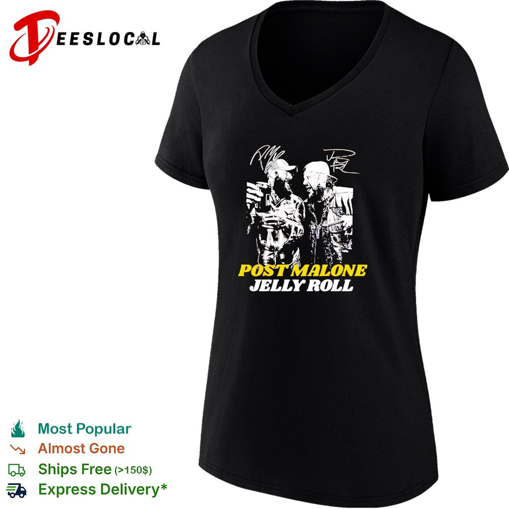 Two rap artists duo portrait signatures bold text shirt