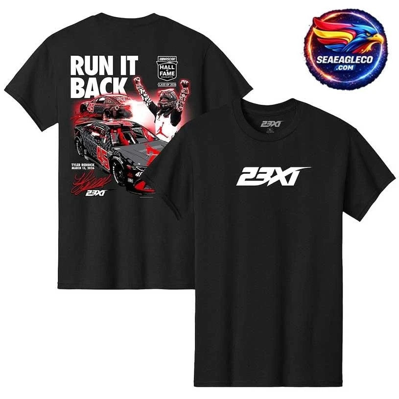 Tyler Reddick & Kurt Busch 23XI Racing Black Run It Back Two Sided Shirt