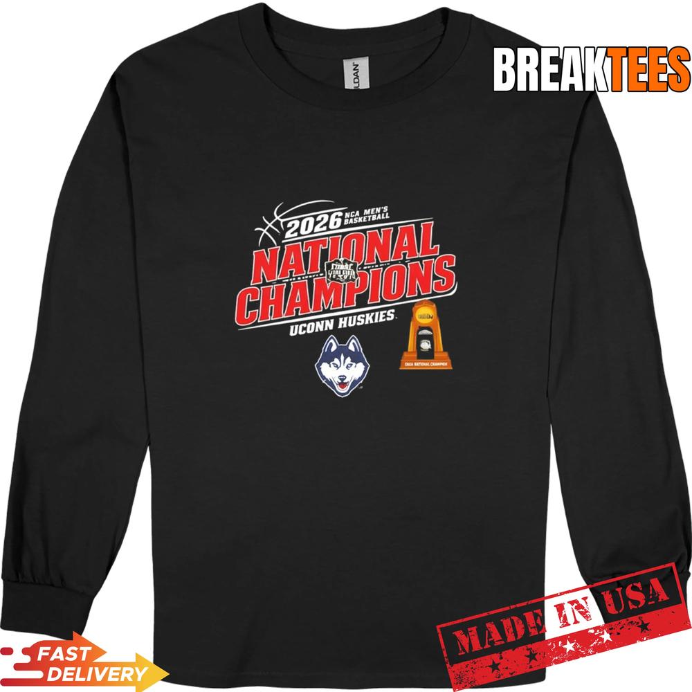 UConn Huskies 2026 NCAA Men’s Basketball National Champions trophy T-Shirt