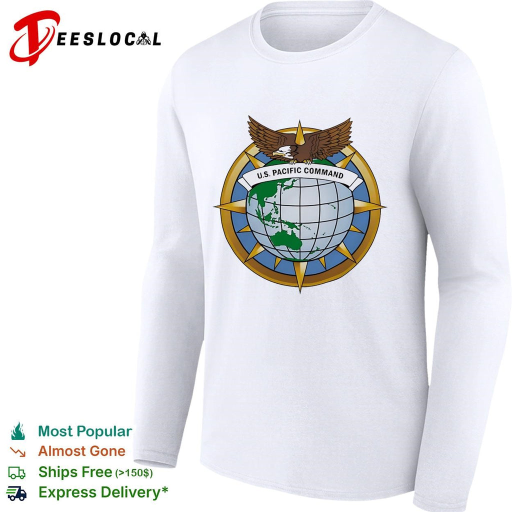 US Pacific Command eagle and globe compass star emblem badge graphic shirt