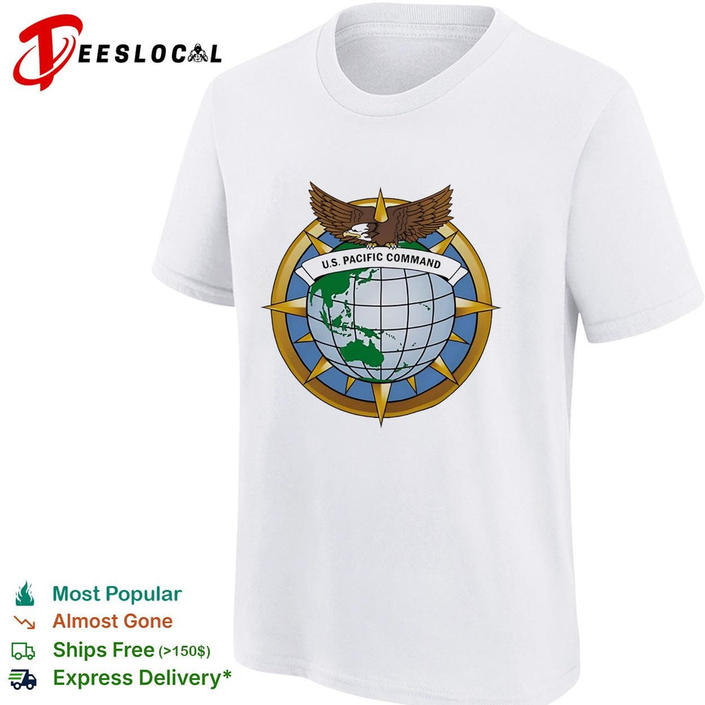 US Pacific Command eagle and globe compass star emblem badge graphic shirt