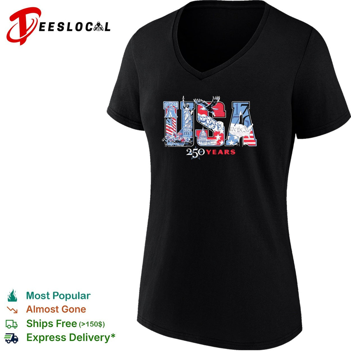 USA 250 years Statue of Liberty flag fireworks patriotic shirt