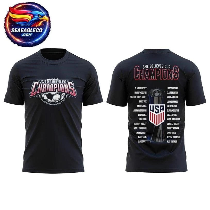 USA National Soccer Team 2026 She Believes Cup Champions Two Sided Shirt