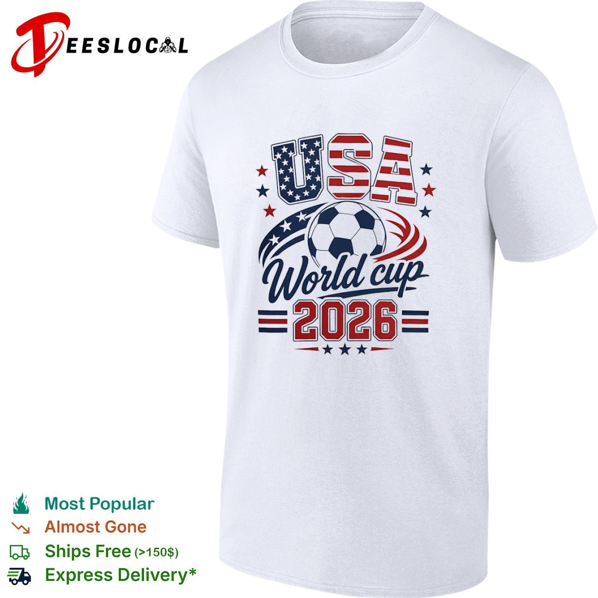 USA World cup 2026 soccer ball and national flag shirt