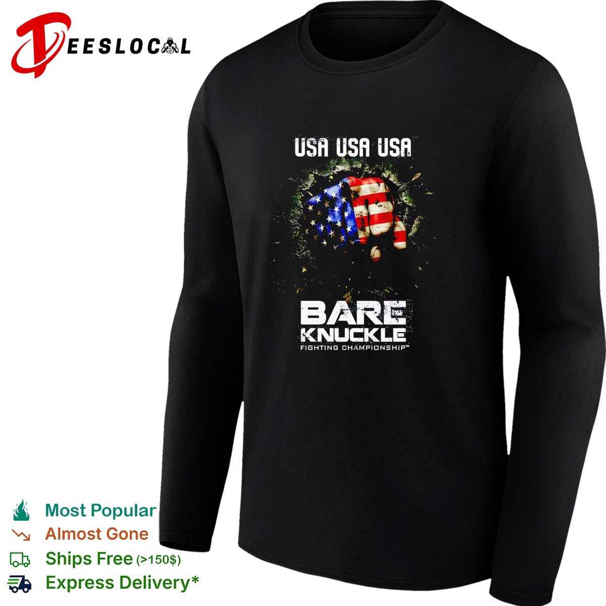 USA fist American flag bare knuckle fighting championship shirt