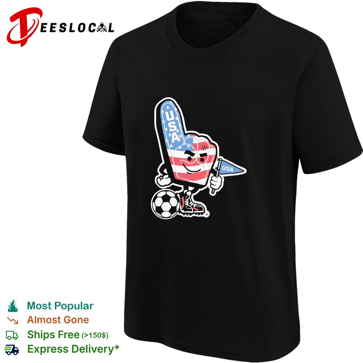 USA foam finger soccer mascot patriotic fan World Cup shirt