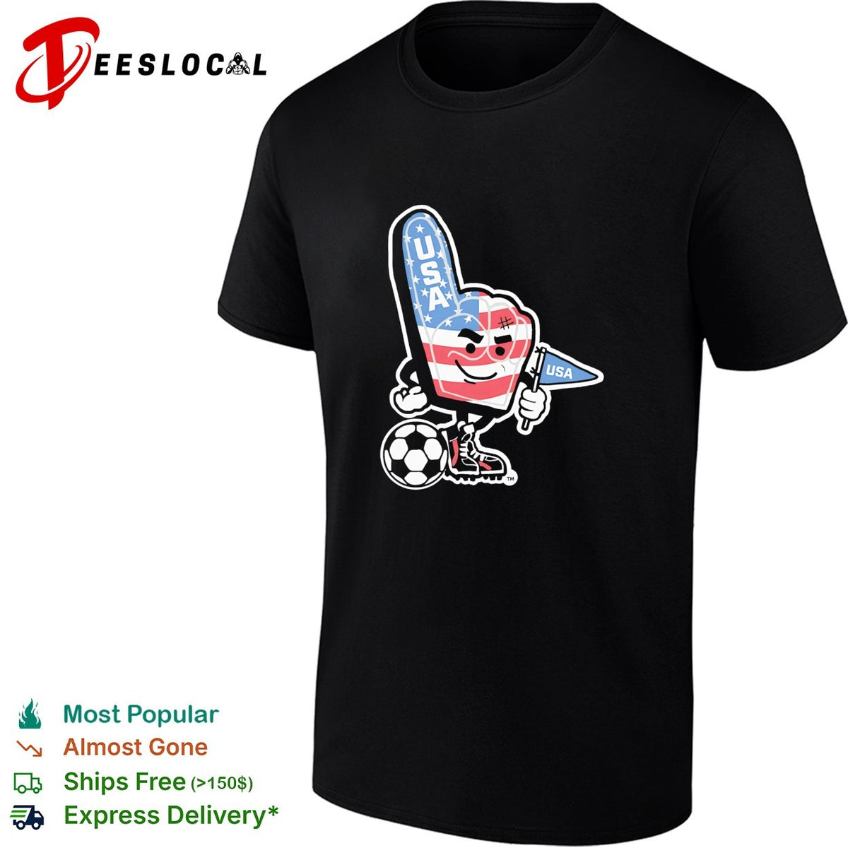 USA foam finger soccer mascot patriotic fan World Cup shirt
