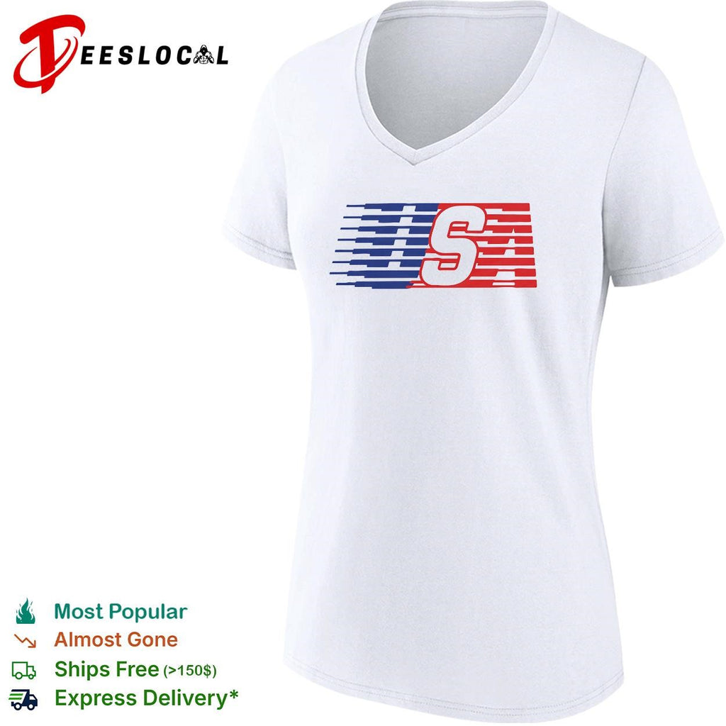 USA speed stripe patriotic logo graphic shirt