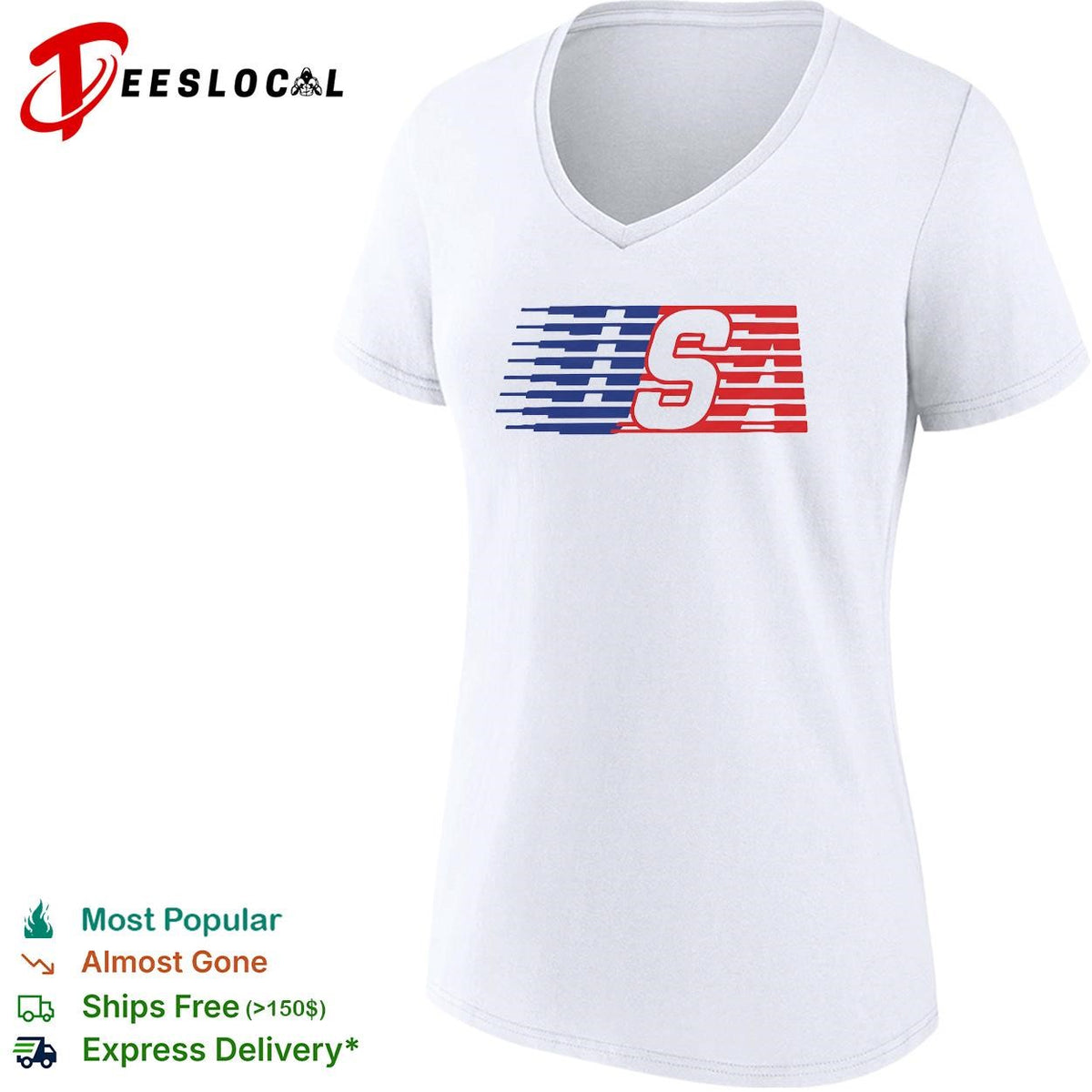 USA speed stripe patriotic logo graphic shirt