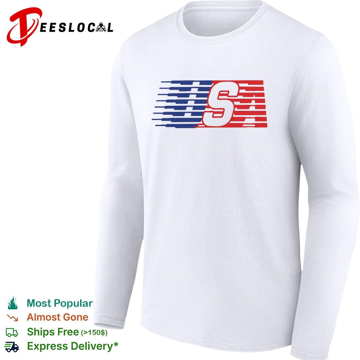 USA speed stripe patriotic logo graphic shirt