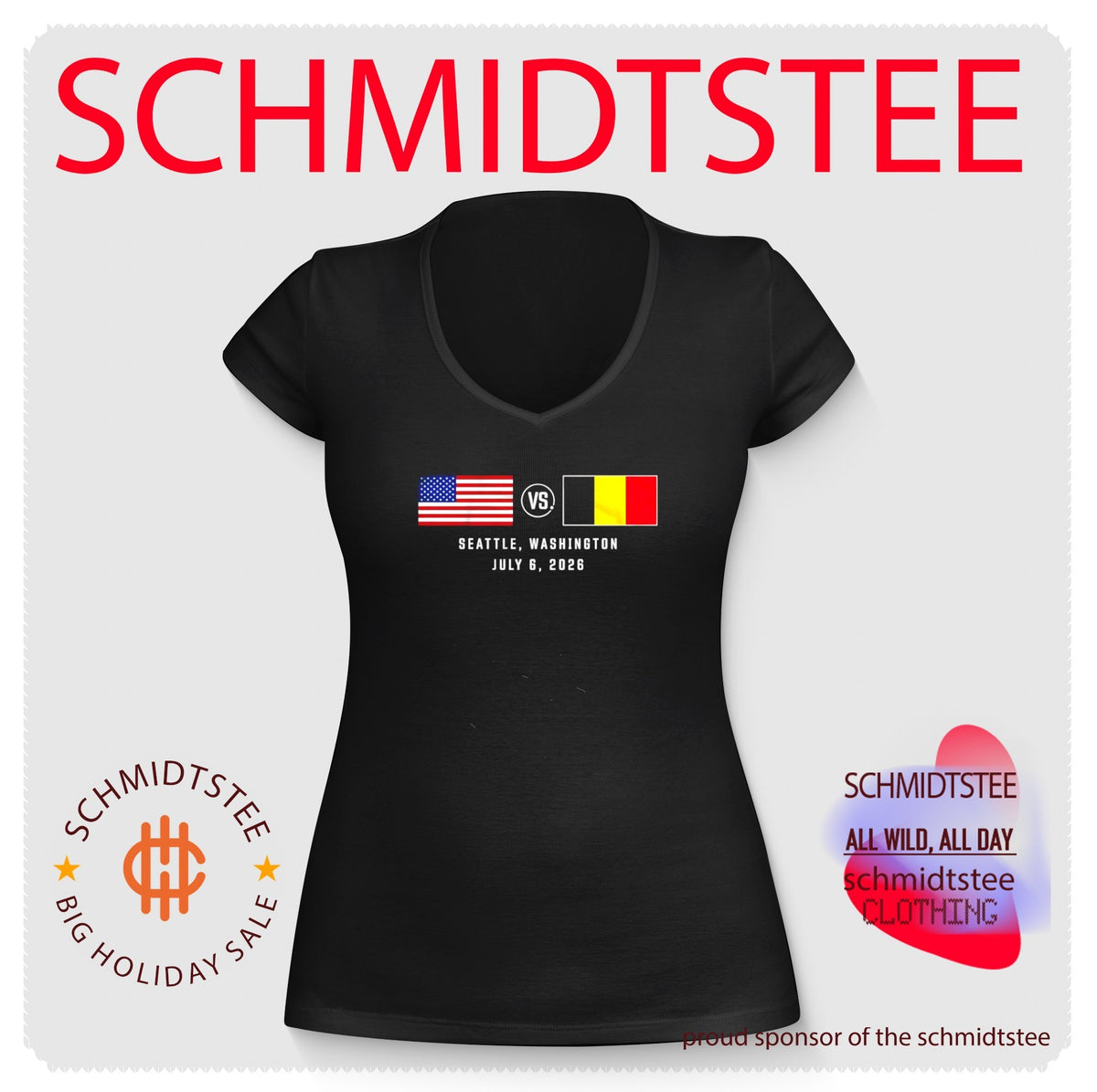 USA vs Belgium Soccer Matchup Seattle July 6 2026 shirt