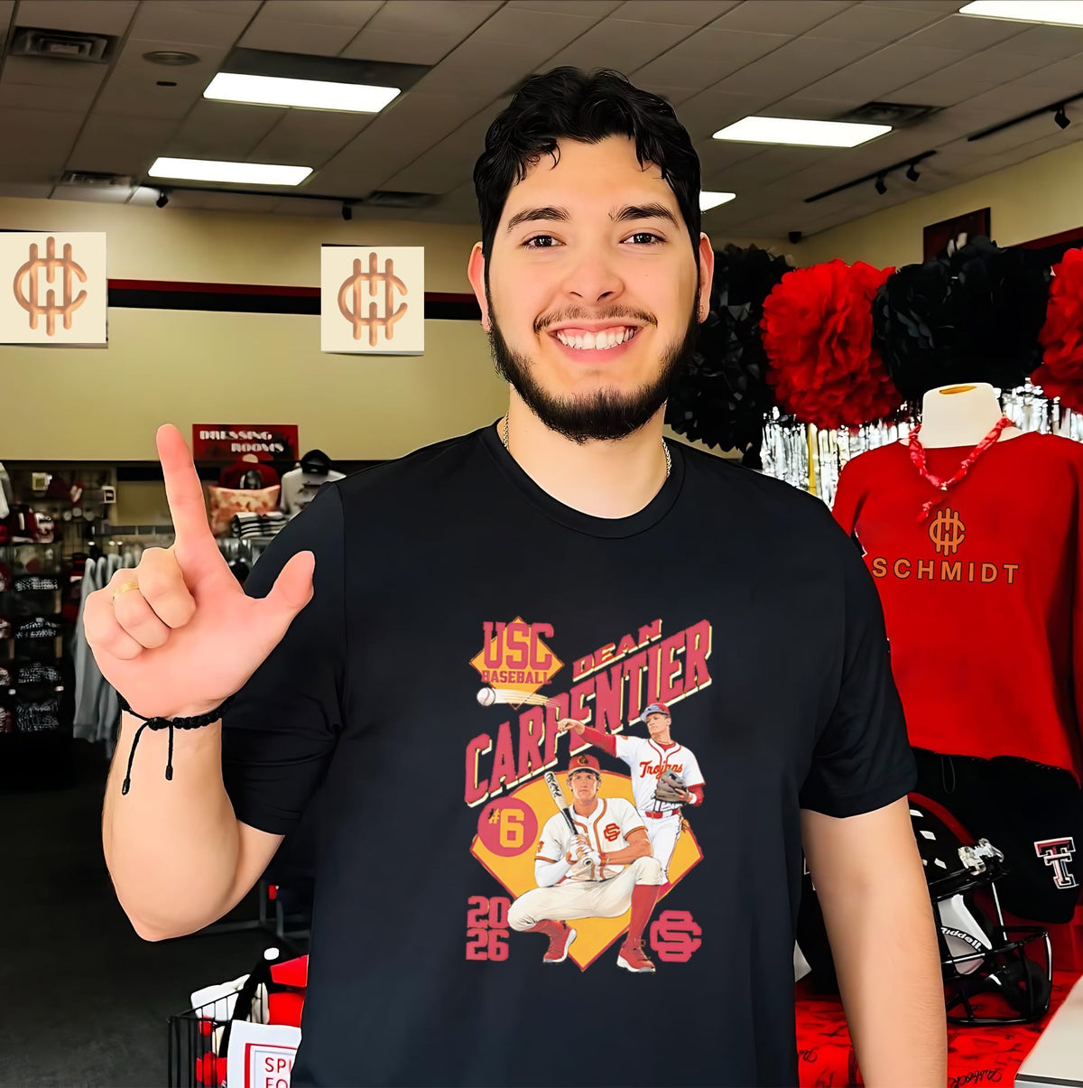 USC Trojans Dean Carpentier posing vintage shirt