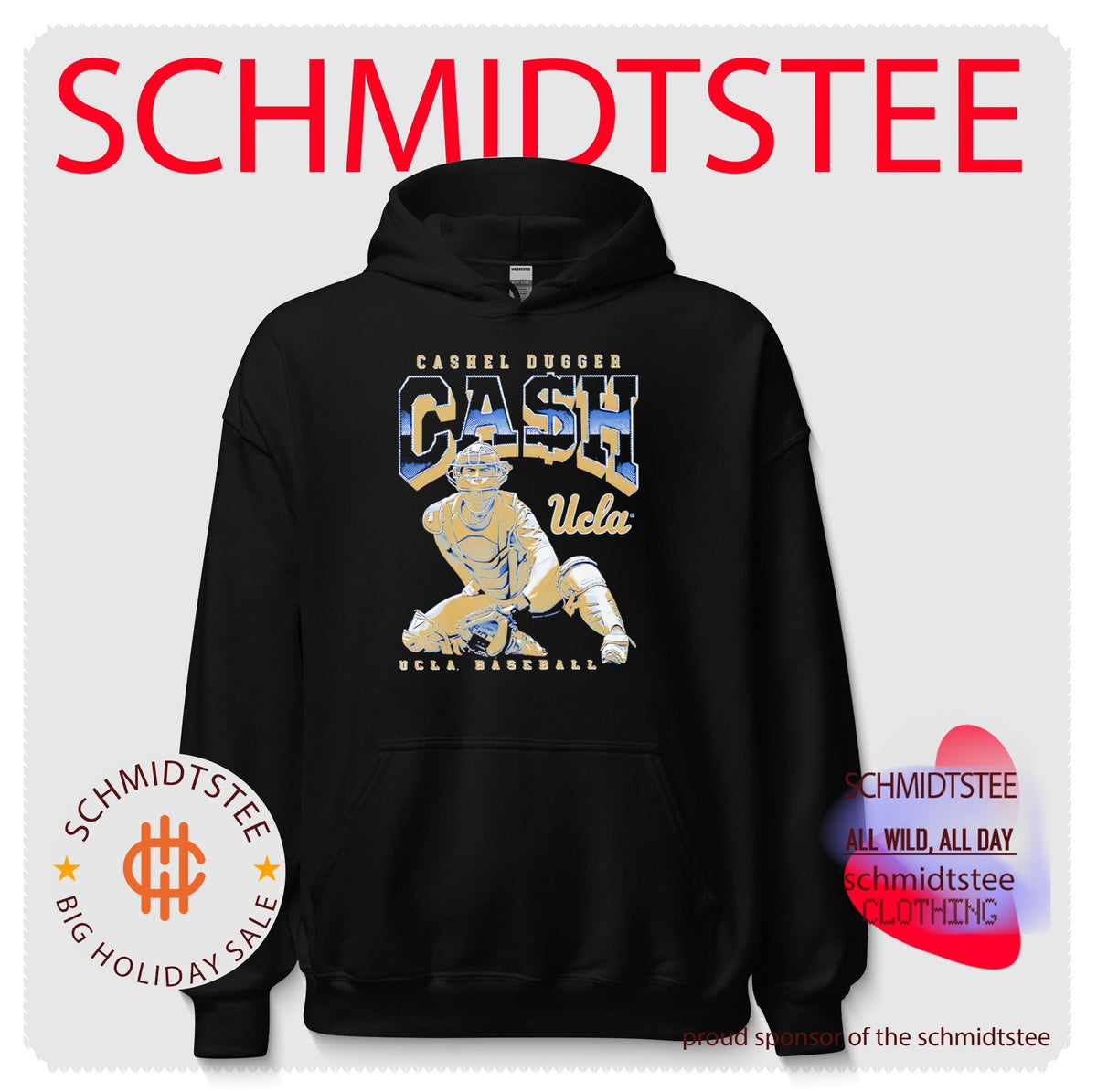 Ucla Bruins Baseball CASH Cashel Dugger posing retro shirt