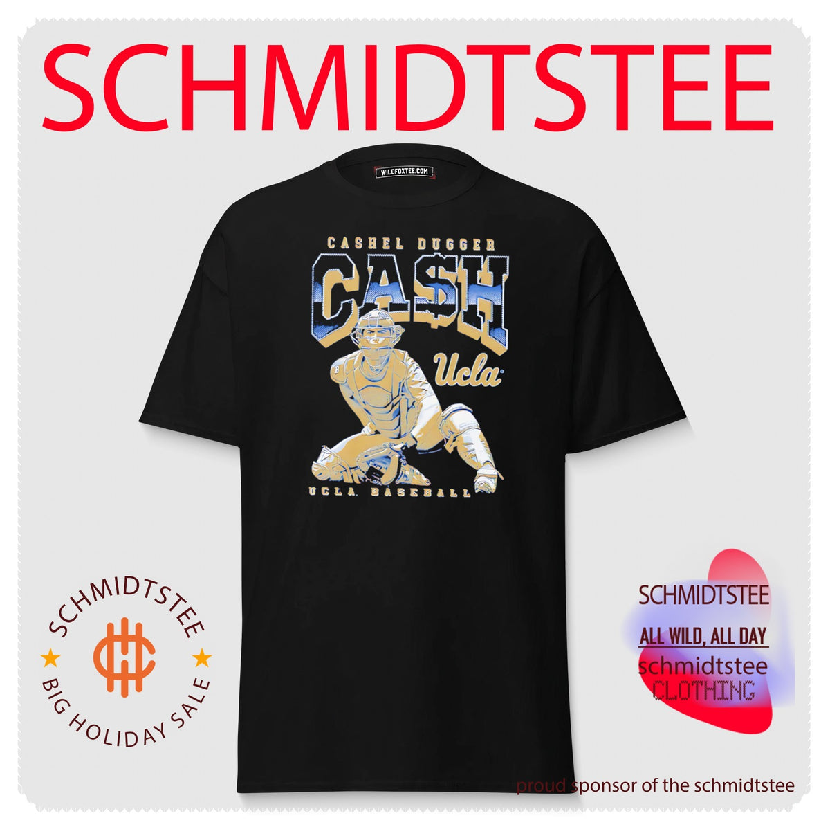 Ucla Bruins Baseball CASH Cashel Dugger posing retro shirt