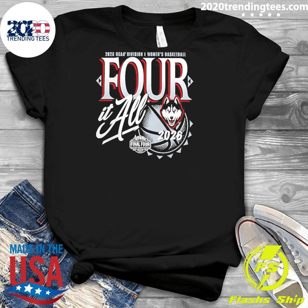 Uconn Huskies Women’s Basketball 2026 NCAA Final Four Zone Move Four It All Navy Shirt