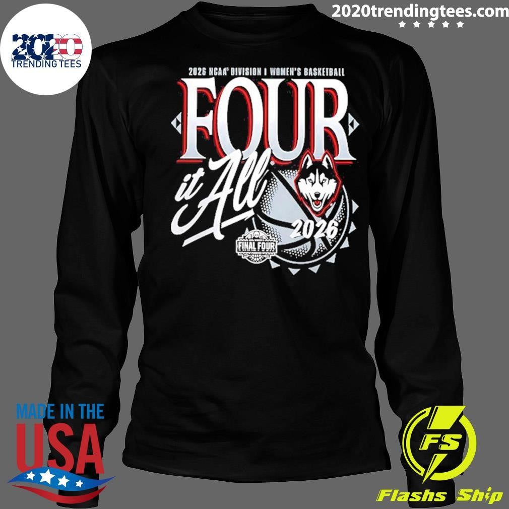 Uconn Huskies Women’s Basketball 2026 NCAA Final Four Zone Move Four It All Navy Shirt