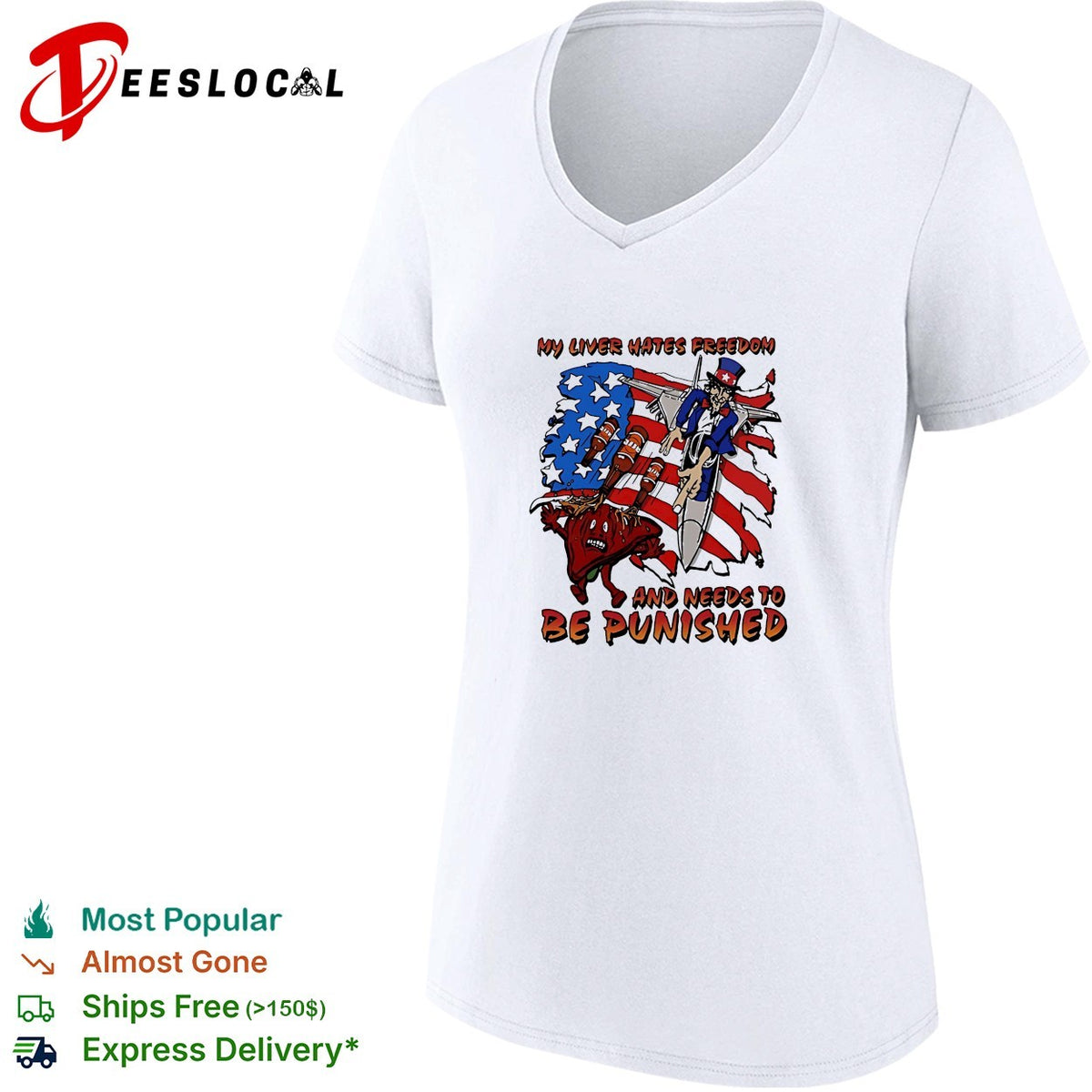 Uncle Sam My liver hates freedom and needs to be punished American shirt