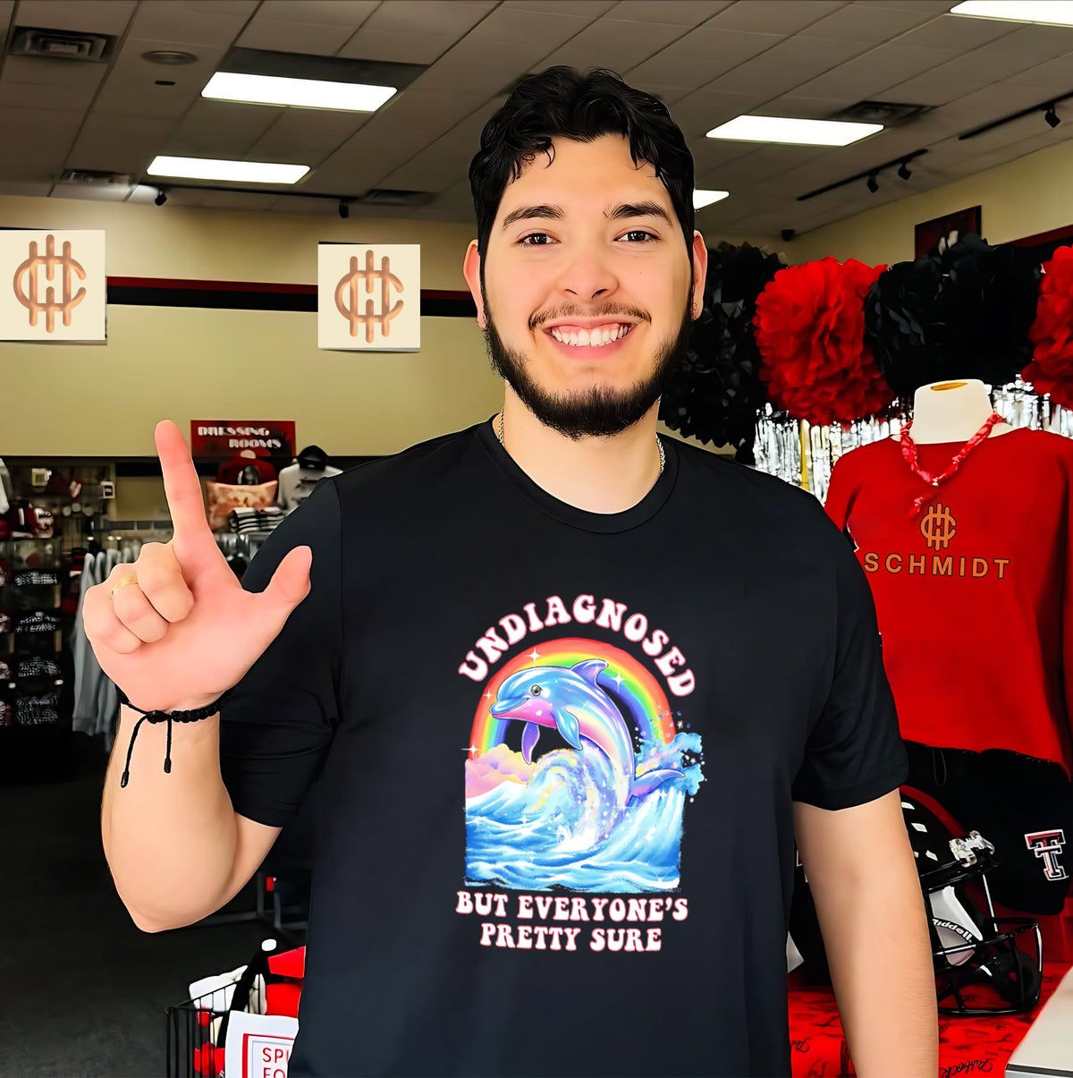 Undiagnosed but everyone’s pretty sure coloful dolphin retro shirt