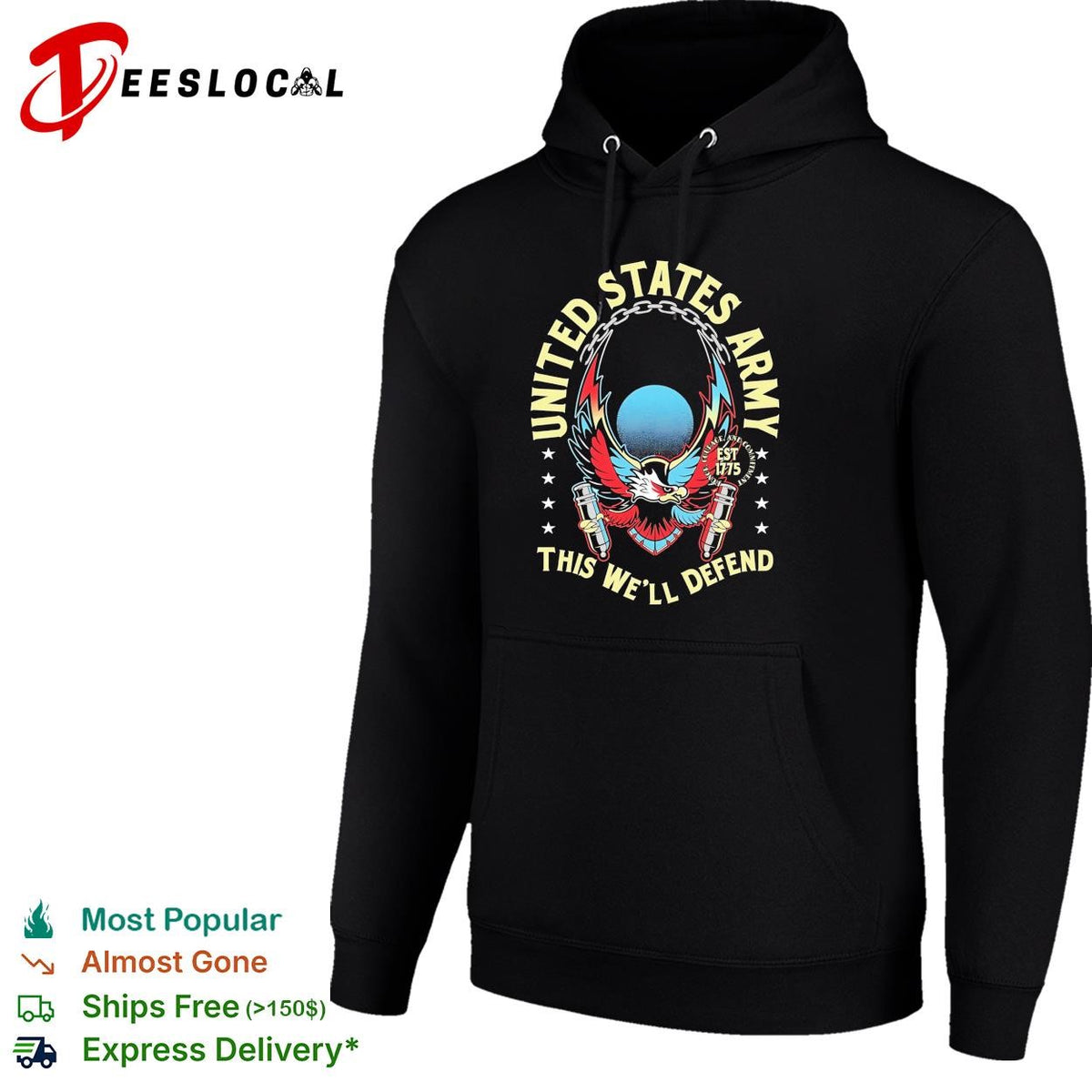 United States Army this well defend eagle est 1775 bold dark shirt