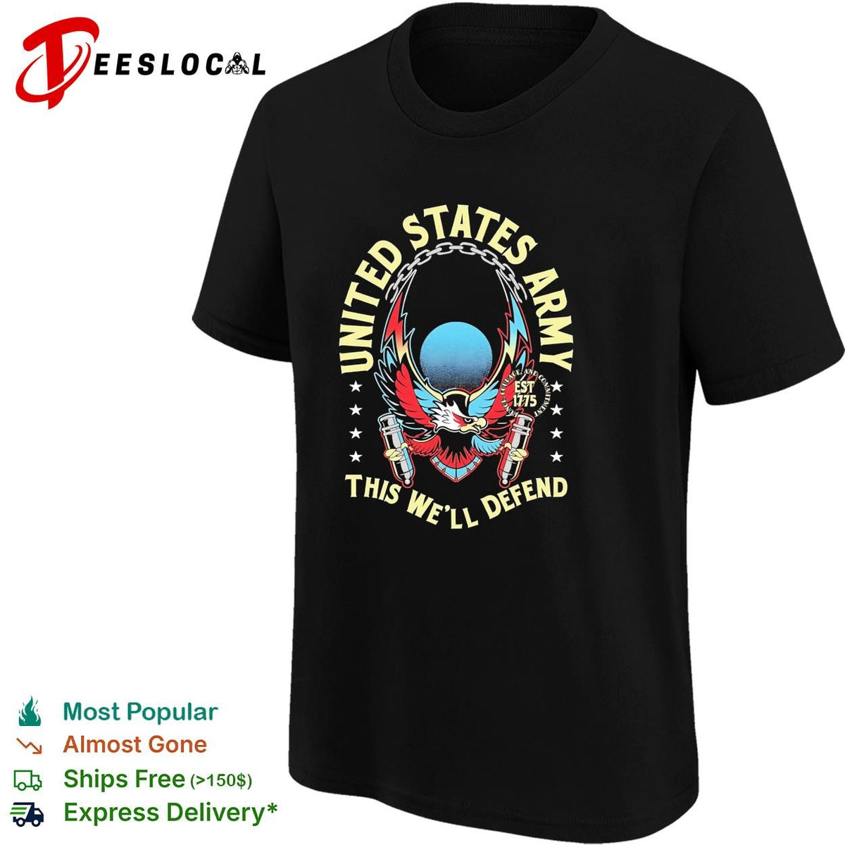 United States Army this well defend eagle est 1775 bold dark shirt