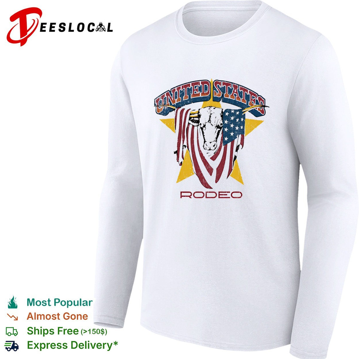 United States Rodeo Bull American Flag Yellow Star Country Western Rodeo shirt
