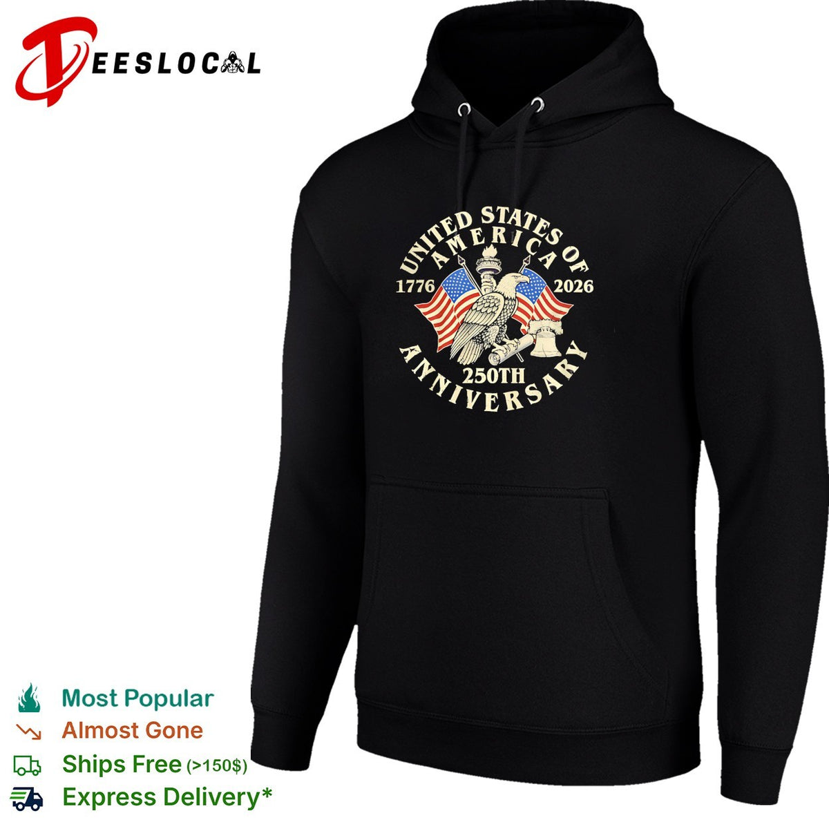 United States of America 1776 2026 250th Anniversary eagle flag bell shirt