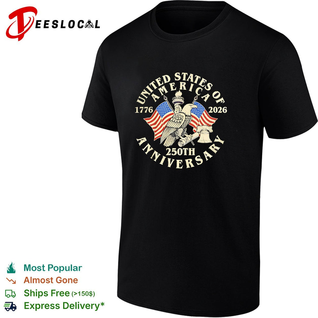 United States of America 1776 2026 250th Anniversary eagle flag bell shirt